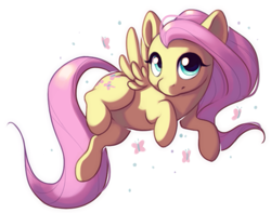 Size: 763x600 | Tagged: safe, artist:silentwulv, character:fluttershy, species:pegasus, species:pony, butterfly, cute, female, mare, shyabetes, simple background, solo, white background