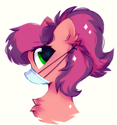 Size: 761x815 | Tagged: safe, artist:mirtash, oc, oc only, species:pony, bust, coronavirus, covid-19, mask, ppe, solo, surgical mask