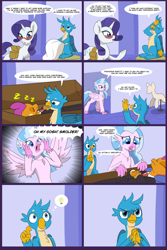 Size: 6000x9000 | Tagged: safe, artist:chedx, character:gallus, character:rarity, character:silverstream, character:smolder, species:classical hippogriff, species:dragon, species:griffon, species:hippogriff, species:pony, comic:detention with rarity, absurd resolution, bag, casket, comic, crying, fake death, playing dead, plotting, pure unfiltered evil, saddle bag, scheming, sleeping, this will end in tears, this will not end well
