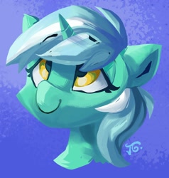 Size: 1953x2048 | Tagged: safe, artist:saxopi, character:lyra heartstrings, species:pony, species:unicorn, abstract background, bust, female, portrait, smiling, solo