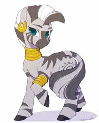 Size: 800x1000 | Tagged: safe, artist:helemaranth, character:zecora, species:pony, species:zebra, bracelet, cute, female, jewelry, leg fluff, mare, neck rings, simple background, solo, white background, zecorable