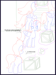 Size: 6000x8000 | Tagged: safe, artist:chedx, commissioner:bigonionbean, writer:bigonionbean, character:cookie crumbles, oc, oc:king speedy hooves, oc:princess mythic majestic, oc:queen galaxia, species:alicorn, species:pony, species:unicorn, comic:the other grandparents, alicorn oc, alicorn princess, basement, box, canterlot, canterlot castle, clothing, cologne, comic, cutie mark, dialogue, discussion, dust, female, flashback, fusion, fusion:king speedy hooves, fusion:princess mythic majestic, fusion:queen galaxia, hat, horn, husband and wife, magic, male, mother and child, mother and daughter, palindrome get, potion, sketch, sketch dump, spider web, stallion, table, wings