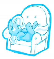 Size: 1422x1538 | Tagged: safe, artist:zutcha, character:trixie, species:pony, species:unicorn, couch, female, lying down, mare, monochrome, on back, simple background, solo, white background