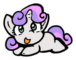 Size: 561x442 | Tagged: safe, artist:zutcha, character:sweetie belle, species:pony, species:unicorn, cute, diasweetes, female, looking at you, lying down, simple background, solo, transparent background