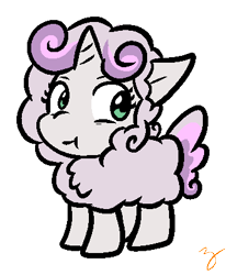Size: 341x413 | Tagged: safe, artist:zutcha, character:sweetie belle, species:pony, species:sheep, species:unicorn, animal costume, clothing, costume, female, sheepie belle, simple background, solo, transparent background