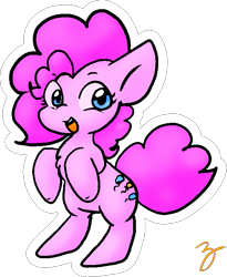Size: 621x756 | Tagged: safe, artist:zutcha, character:pinkie pie, species:earth pony, species:pony, chest fluff, cute, diapinkes, female, happy, rearing, simple background, smiling, solo, transparent background
