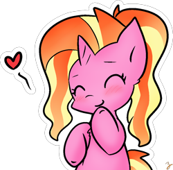Size: 984x965 | Tagged: safe, artist:zutcha, character:luster dawn, species:pony, species:unicorn, blushing, cute, female, heart, lusterbetes, mare, signature, simple background, smiling, solo, transparent background