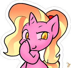 Size: 574x554 | Tagged: safe, artist:zutcha, character:luster dawn, species:pony, species:unicorn, boop, female, self-boop, signature, simple background, solo, transparent background