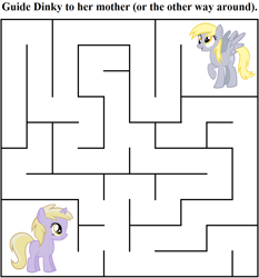 Size: 1008x1080 | Tagged: safe, artist:durpy, artist:tawaki, character:derpy hooves, character:dinky hooves, species:pegasus, species:pony, species:unicorn, cute, derpabetes, dinkabetes, female, filly, mare, maze, text