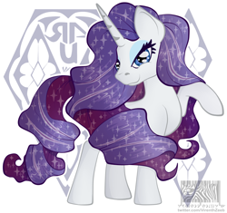 Size: 918x863 | Tagged: safe, artist:virenth, character:rarity, species:pony, species:unicorn, alternate hairstyle, female, looking at you, simple background, solo