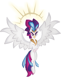 Size: 898x1142 | Tagged: safe, artist:virenth, character:queen novo, species:hippogriff, g4, my little pony: the movie (2017), angry, female, jewelry, looking at you, regalia, simple background, solo, spread wings, transparent background, wings