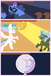 Size: 1600x2358 | Tagged: safe, artist:chedx, character:nightmare moon, character:princess celestia, character:princess luna, species:alicorn, species:pony, comic:mlp the untold life, adventure, alternate universe, comic, fanfic, fantasy, fight