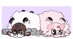 Size: 4000x2109 | Tagged: safe, artist:befishproductions, oc, oc:fluffle puff, species:earth pony, species:pony, :p, blep, crossover, cute, duo, earth pony oc, female, mare, on back, pokémon, tongue out, wooloo