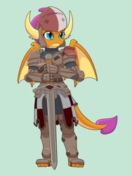 Size: 1500x2000 | Tagged: safe, artist:chedx, character:smolder, species:dragon, armor, commission, female, for honor, knight, simple background, solo, warden