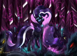 Size: 4500x3250 | Tagged: safe, artist:darksly, idw, character:nightmare rarity, character:rarity, species:pony, species:unicorn, g4, female, larry, looking at you, mare, nightmare forces, shadowfright