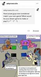 Size: 735x1391 | Tagged: safe, artist:ask-luciavampire, oc, species:pegasus, species:pony, species:unicorn, g4, ask, tumblr, tumblr:ask-the-pony-gamers
