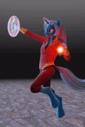 Size: 752x1123 | Tagged: safe, artist:stellarator, character:trixie, oc, species:anthro, species:pony, species:unguligrade anthro, species:unicorn, g4, 3d, animated, blender, cutie mark, cycles, female, floating, glowing hands, magic, magic aura, no sound, not sfm, solo, turnaround, turntable animation, webm