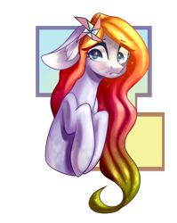 Size: 2810x3534 | Tagged: safe, artist:helemaranth, oc, oc only, oc:lily, species:earth pony, species:pony, g4, bust, earth pony oc, flower, flower in hair, simple background, solo, transparent background