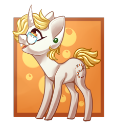 Size: 1510x1705 | Tagged: safe, artist:helemaranth, oc, oc only, species:pony, species:unicorn, g4, ear piercing, horn, looking up, open mouth, piercing, simple background, smiling, solo, transparent background, unicorn oc