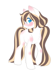 Size: 1543x2009 | Tagged: safe, artist:helemaranth, oc, oc only, species:earth pony, species:pony, g4, blushing, earth pony oc, looking back, raised hoof, simple background, solo, transparent background