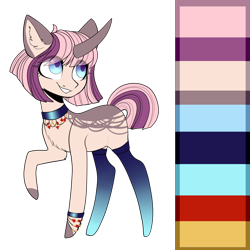 Size: 3000x3000 | Tagged: safe, artist:helemaranth, oc, oc only, species:pony, species:unicorn, g4, choker, clothing, colored hooves, grin, horn, looking back, raised hoof, reference sheet, simple background, smiling, socks, solo, transparent background, unicorn oc