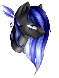 Size: 2273x3000 | Tagged: safe, artist:helemaranth, oc, oc only, species:earth pony, species:pony, g4, bust, earth pony oc, feather, simple background, solo, transparent background