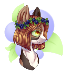 Size: 2338x2565 | Tagged: safe, artist:helemaranth, oc, oc only, species:earth pony, species:pony, g4, bust, earth pony oc, floral head wreath, flower, simple background, smiling, solo, transparent background