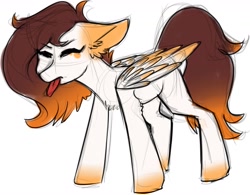 Size: 1280x996 | Tagged: safe, artist:helemaranth, oc, oc only, species:pegasus, species:pony, g4, blep, eyes closed, pegasus oc, simple background, solo, tongue out, white background, wings