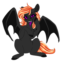 Size: 1822x1829 | Tagged: safe, artist:silkensaddle, oc, oc:remnant, species:bat pony, species:pony, g4, colored, looking at you, tongue out, void pony