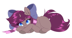Size: 2088x1131 | Tagged: safe, artist:silkensaddle, oc, oc only, oc:mochaswirl, species:pony, species:unicorn, g4, bow, clothing, colored, hair bow, scarf, simple background, solo, transparent background
