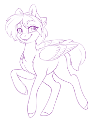 Size: 2969x3822 | Tagged: safe, artist:silkensaddle, species:pegasus, species:pony, g4, simple background, sketch, solo, white background