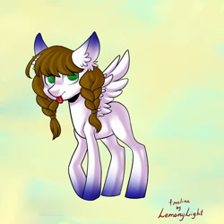 Size: 1024x1024 | Tagged: safe, artist:helemaranth, base used, oc, oc only, species:pegasus, species:pony, g4, abstract background, blep, braid, ear fluff, pegasus oc, signature, solo, tongue out, wings