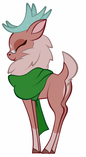 Size: 334x609 | Tagged: safe, artist:virenth, community related, species:deer, species:reindeer, them's fightin' herds, g4, animated, butt shake, cashmere (tfh), dancing, eyes closed, featureless crotch, gif, raised tail, tail