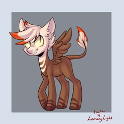 Size: 1024x1024 | Tagged: safe, artist:helemaranth, base used, oc, oc only, species:pegasus, species:pony, g4, ear fluff, grin, leonine tail, pegasus oc, signature, smiling, solo, wings