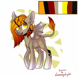 Size: 2160x2160 | Tagged: safe, artist:helemaranth, base used, oc, oc only, species:bat pony, species:pony, g4, bat pony oc, bat wings, ear fluff, leonine tail, open mouth, signature, smiling, solo, wings