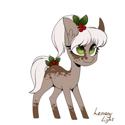 Size: 1000x1000 | Tagged: safe, artist:helemaranth, oc, oc only, species:earth pony, species:pony, g4, earth pony oc, holly, signature, simple background, smiling, solo, white background