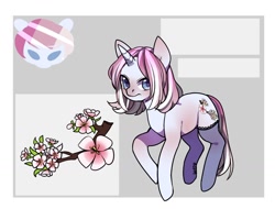 Size: 1280x974 | Tagged: safe, artist:helemaranth, oc, oc only, species:pony, species:unicorn, g4, abstract background, bust, clothing, duo, flower, frown, horn, reference sheet, signature, simple background, socks, unicorn oc, white background