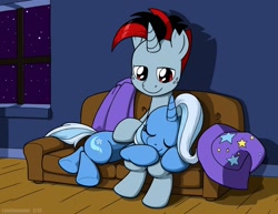 Size: 1650x1276 | Tagged: safe, artist:latecustomer, character:trixie, oc, canon x oc, couch, sleeping