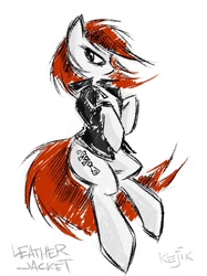 Size: 644x860 | Tagged: safe, artist:kejifox, 30 minute art challenge, clothing, jacket, ponified