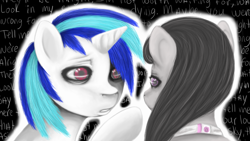 Size: 1034x585 | Tagged: safe, artist:colorlesscupcake, character:dj pon-3, character:octavia melody, character:vinyl scratch, species:earth pony, species:pony, species:unicorn, ship:scratchtavia, g4, female, lesbian, mare, shipping