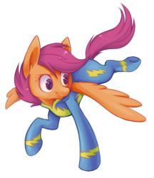 Size: 738x856 | Tagged: safe, artist:lightning-stars, character:scootaloo, species:pegasus, species:pony, g4, colored pupils, female, flying, mare, older, older scootaloo, scootaloo can fly, simple background, solo, spread wings, white background, wings, wonderbolts uniform