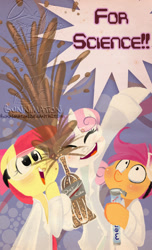 Size: 600x988 | Tagged: safe, artist:bunnimation, character:apple bloom, character:scootaloo, character:sweetie belle, species:pegasus, species:pony, clothing, coat, cutie mark crusaders, diet coke, drink, goggles, mentos, mentos and diet coke, science, soda