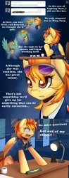 Size: 1280x3258 | Tagged: safe, artist:spittfireart, character:lightning dust, character:spitfire, species:pegasus, species:pony, clothing, coffee cup, comic, cup, desk, desk lamp, dialogue, duo, female, mare, sunglasses, tumblr