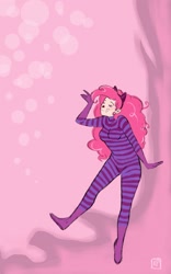Size: 800x1280 | Tagged: safe, artist:demdoodles, character:pinkie pie, alice in wonderland, cheshire cat, costume, female, humanized, parody, solo