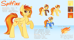 Size: 2400x1309 | Tagged: safe, artist:spittfireart, character:spitfire, reference sheet