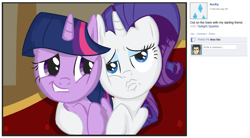 Size: 1126x620 | Tagged: dead source, safe, artist:tex, character:rarity, character:twilight sparkle, species:pony, species:unicorn, g4, duckface, facebook, female, hug, mare, ponybook