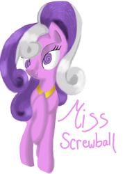 Size: 758x1053 | Tagged: dead source, safe, artist:reneesdetermination, character:screwball, species:earth pony, species:pony, g4, female, mare, raised hoof, scrunchy face, simple background, solo, swirly eyes, white background