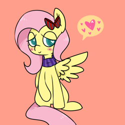 Size: 800x800 | Tagged: safe, artist:pegacornss, character:fluttershy, bow, clothing, female, heart, scarf, solo, wingding eyes