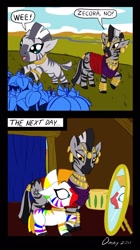 Size: 700x1249 | Tagged: safe, artist:omny87, character:zecora, species:pony, species:zebra, episode:slice of life, g4, my little pony: friendship is magic, comic, cute, female, filly, fruit stripe, mare, poison joke, weapons-grade cute, younger, zecorable