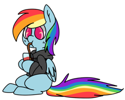 Size: 1000x800 | Tagged: safe, artist:pegacornss, character:rainbow dash, clothing, drinking, female, hoodie, sipping, solo, straw